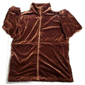 Roaman's Size 1X Brown Velvet Velour 2 Pc Pockets Elastic Waist Athleisure Set